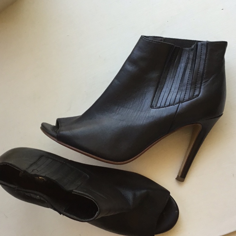 Black Halogen high heel peep toe booties